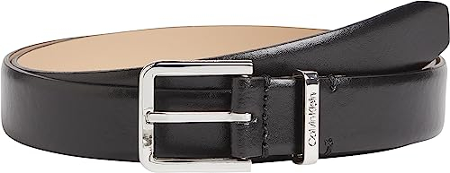 Calvin Klein Damen Gürtel Metal Loop 2,5 cm Ledergürtel, Schwarz (Ck Black), 100