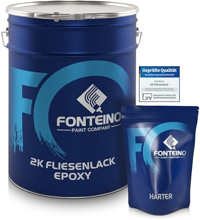 Fonteino 2K Fliesenlack Fliesenfarbe Wandfliesen Bodenfliesen - Hellelfenbein 2,5Kg