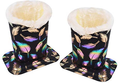 Baitaihem Pack of 2 Plush Lined Eyeglasses Holder Stand Protective Glasses Case For Desks Or Nightstands, Feather(Black), 4.6x 3.5x 4.8