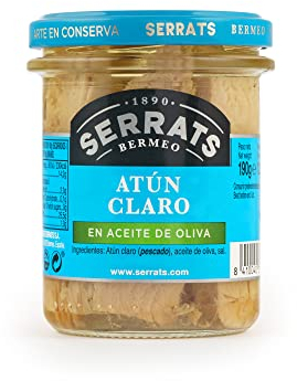 Conservas Serrats - Atún Claro en Aceite de Oliva - Frasco de 190g