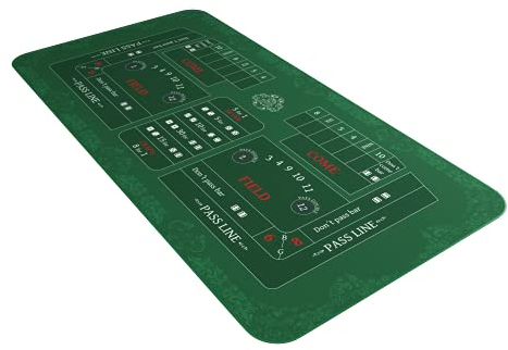 Bullets Playing Cards, Craps Matte in 180 x 90 cm, Tischunterlage für echtes Casino-Feeling