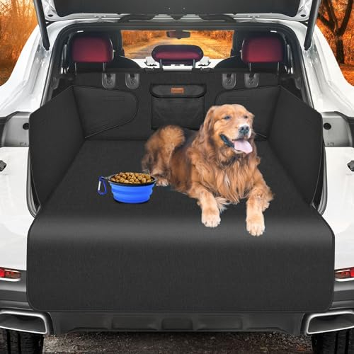 Looxmeer Funda Maletero Coche Perros, Protector Maletero Universal para Perros 185x104cm con Protección Lateral, Cubierta Coche Perro Impermeable Antideslizante Resistente a los Arañazos, Negro