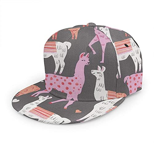 Oaieltj Unisex Baseball Cap Damen Herren Einstellbare Snapback Flat Bill Brim Baseball Cap Cool Hip Hop Hat, Lama Alpaka, One size
