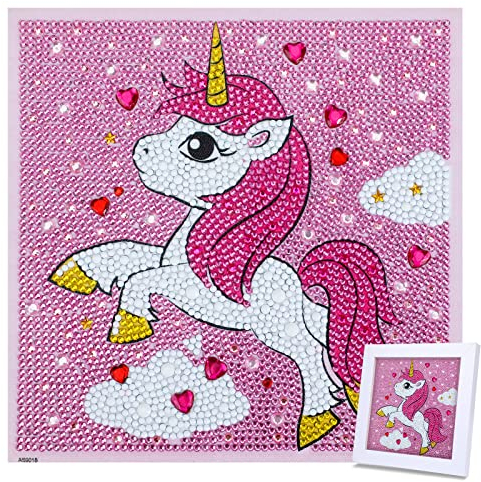 MWOOT 5D Diamant Malerei Kit für Kinder, DIY Voller Diamond Art Painting Stickerei Kreuzstich Arts Craft Bilder für Dekoration und Geschenk(20x20CM),Einhorn