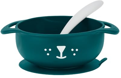 Babymoov Coffret repas 15-24 mois 2 pièces TAST'ISY Chien Bleu - 1 bol antidérapant + 1 cuillère ergonomique - Développement de la motricité fine