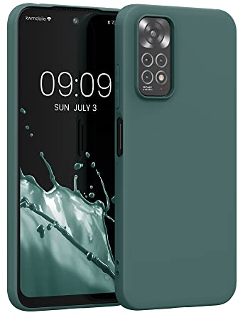 kwmobile Hülle kompatibel mit Xiaomi Redmi Note 11 / Note 11S Hülle - weiches TPU Silikon Case - Cover geeignet für kabelloses Laden - Moosgrün