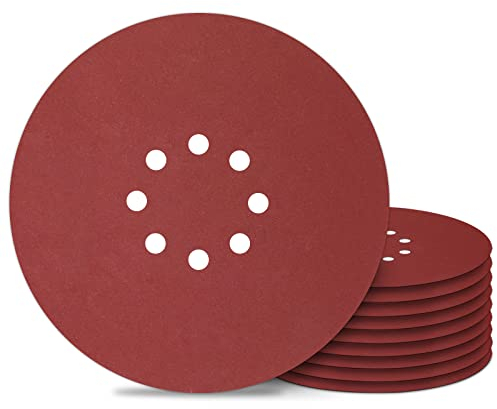 Schleifpapier 225mm Klett - 10 Stück - Körnung P400-8 Loch Schleifgitter 225 - Trockenbauschleifer Schleifscheiben für Schleifgiraffe Langhalsschleifer Wandschleifer