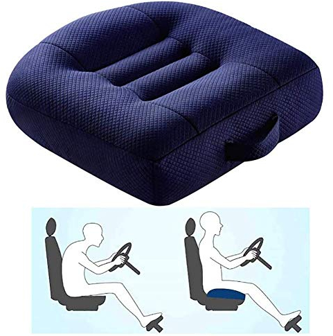 Sitzerhöhung für Auto, Erwachsene, Erhöhung des Autositzes, für Entlastung und Komfort, mit atmungsaktivem Netz, erhöht das Sichtfeld um 12 cm (blau)