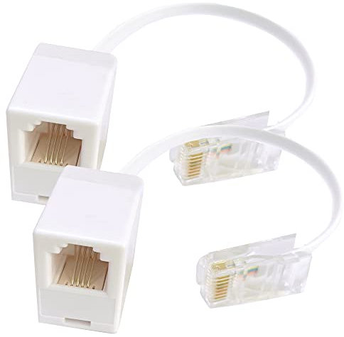 YOHENSQIN 2 Pcs RJ45 to RJ11 Converter Telephone Adaptor RJ45 Plug to RJ11 Socket Adapter Suitable for Telephone Fax Machines