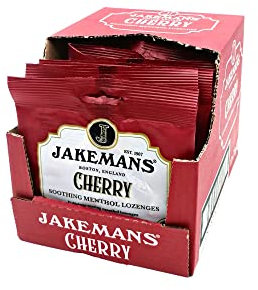 Jakemans Cherry 73g - Pack of 12 - Soothing Menthol Lozenges - Suitable For Vegetarians, Red