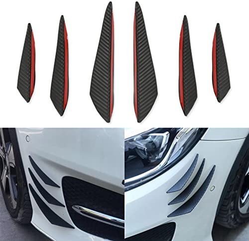6pcs Spoiler Auto Paraurti Anteriore Labbro Splitter Kit Universale Esterno Alette Morbide Auto Canards per Carrozzeria Anti Collisione Striscia Decorazione Decalcomania Adesiva Accessori,Carbonio