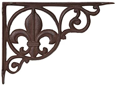 Biscottini Cast Iron Shelf Support 24x17x3 cm | Wall Shelf Holder with Hand Finish | Heavy Shelf Brackets | Shelf Bracket