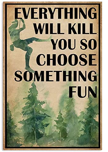 Cartel de metal para escalada en roca, elige algo divertido, cartel de arte vintage, cartel de hojalata rústico para decoración de pared, valla, patio, jardín, casa, pintura de hierro, placa vertical