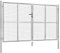 Homgoday Gartentor Gartentür Doppelflügel Zauntor Hoftor Gartenpforte Zauntür Gartenzaun Pforte Metalltor Einzeltor Hoftür Tor mit Schloss Verzinkter Stahl 306 x 200 cm Silbern