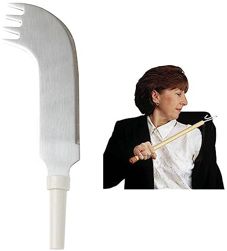 Homecraft Kings Specialised Cutlery Utensils, Nelson Knife Fork and Knife Combination & Dressing Stick, Coated Hook to Pull on or Push off Clothes Independently, Remove Socks