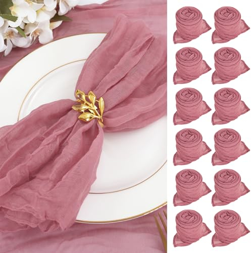 30 Stück Mullservietten 50 cm, Gaze-Käsetuch Vintage-Boho-Stoffservietten, Großpackung für Partys, Hochzeiten, Empfänge, Brautpartys, Tischdekorationen – Staubige Rose