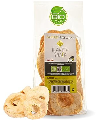 Mele essiccate (5 confezioni) – snack dolce naturale – anelli di mela del Trentino – senza zuccheri aggiunti – Made in Italy – Gustonatura