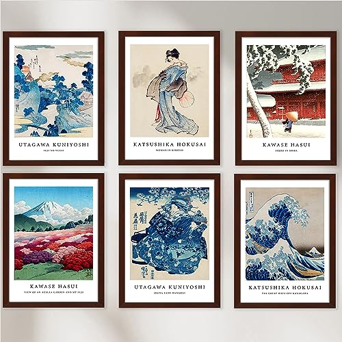 Dekomundo Japan Vintage Bilder Set Asiatische Wanddekoration für Zuhause - Büro, 30x40 cm