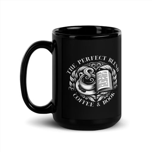 Tazza nera lucida per amanti del caffè e dei libri, la miscela perfetta: caffè e libro