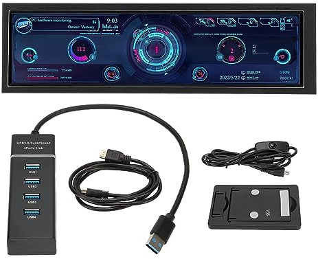 Gavigain 8.8 Inch Computer Temp Monitor PC Sensor Panel Display Computer Temp Monitor 1920x480 60Hz CPU GPU SSD Data Temperature Monitor for PC ARGB Computer Case Secondary Screen