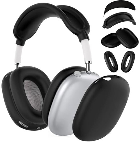 4 Pieces Silicone AirPods Max Cover - Anti-Scratch Accessories Protector for AirPods Max Headphones(Black)