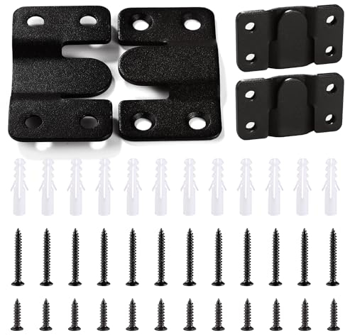 VooGenzek 6 Pezzi Staffa di Montaggio Nascosta a Filo, Acciaio Inossidabile Foto Staffa, Nascosta Fibbia Incastro, Connettore Incastro Montaggio Parete, con 24 Viti, Nero 54 x 30 mm