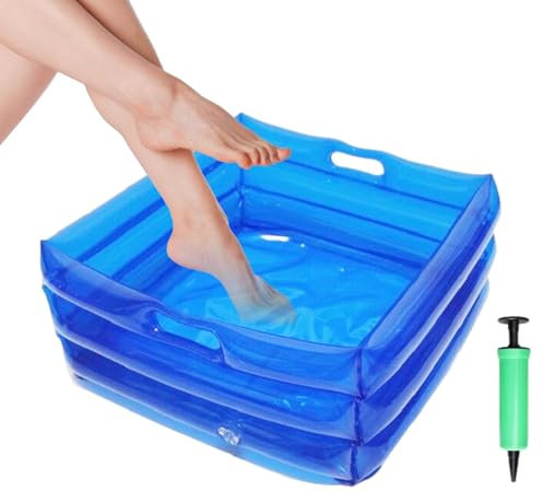 Swimming Pool Foot Bath | Inflatable Foot Bath for Pool Ladder | Above Ground Pool Foot Soak Tray with Pump | Detachable Foot Bath Bowl Pool Accessories for Swimming Pool Ladders (35 x 35 cm)