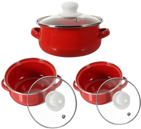 Retro Emaille Suppentopf Set 3-teilig Mini Topfset Für Schnelle Mahlzeiten