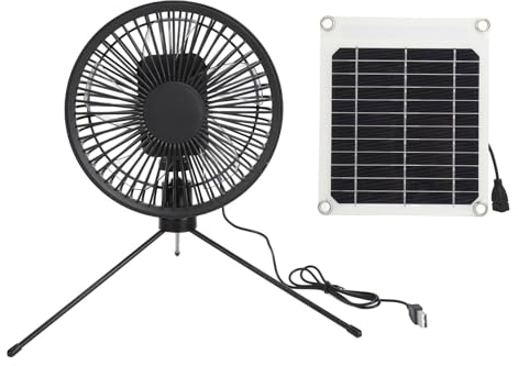 Natudeco Solar-Campingventilator mit Stativ, IP67, wasserdicht, verstellbar, tragbar, Campingventilator mit 10 W Solarpanel für Outdoor-Camping