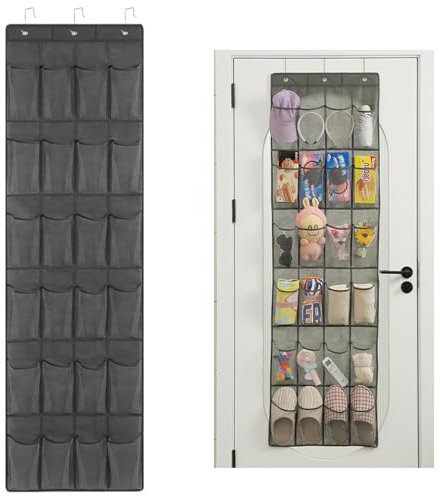 Amusingtao Over Door Storage with 4pcs Hooks 24 Large Mesh Shoe Organizer Over The Door Shoe Storage Hanging Storage Organiser for Bedroom Bathroom Dormitory Kitchen
