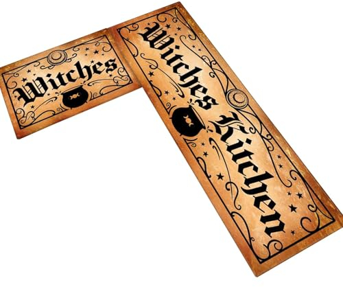 JINGAN Halloween-Teppich, Halloween-Küchenmatte,rutschfeste 2-teilige Küchen-Fußmatten | Willkommensmatte unter der Spüle, Küchenläufer, Teppich für Halloween-Heimdekoration