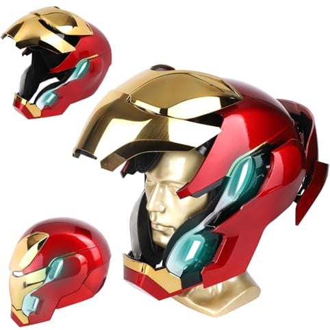 YONTYEQ Iron-Man MK 50 1:1 Wearable Helmet - Voice, Touch, and RC with LED Eyes, Realistic Sound Effects, Movable Back and Ear Panels, Perfect for Cosplay and Collectible Figures for Adults and Teens