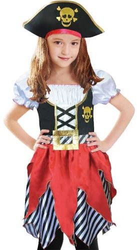 Sincere Party Mädchen Piraten Kostüm Piraten Kleid mit Hut Größe 5-6 Jahre