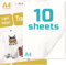 Uadme Inkjet T-Shirt Transferpapier, A4x10 Blatt Transferpapier Weiß zum Aufbügeln, Einfache DIY-T-Shirts, Tragetaschen, Kissen, Schürzen