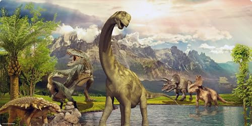 Schreibtischunterlage für Kinder - Dinosaurier Dino Welt - grün - premium Vinyl - Made in Germany (100 x 50 cm)