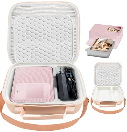 Akouta Étui rigide compatible avec imprimante photo compacte sans fil Canon SELPHY CP1500/CP1300/CP1200, convient pour l'extérieur et les voyages, populaire et pratique (or rose, étui uniquement)