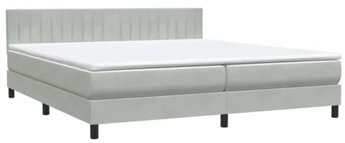 vidaXL Boxspringbett mit Matratze Hellgrau 180x210 cm Samt, Bett, Bett mit Stauraum, Möbel Schlafzimmer, Betten, Bett mit Bettkasten