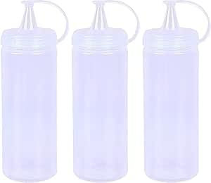 4All 1000ml Squeezy Sauce Bottle With Screw Top Lid BPA Free Reusable Squirt Bottle for Home And Restaurants Leakproof Squeeze Condiment Dispenser for Sauces, Beverages And Mayonnaise (Pack of 3)