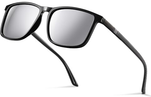 Occhsouo Polarisiert Sonnenbrille Herren - Damen UV400 Schutz Sunglasses Men Women TR90 Ultraleichte Rahmen Schwarz CAT 3 CE Retro Sport Polarisierte Sonnenbrillen für Angeln, Fishing, Fahren, Ski