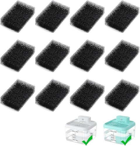 RUXAN 12 Cat Water Fountain Filters Replacement, 12 Pieces Sponges Filters for 2L Cat Drinking Fountain, Filter Loose Hair (Sponges), Suitable for B0D78J4KQL & B0DD79NBJ6