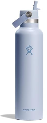 Hydro Flask Water Bottle - Insulated Stainless Steel - Straw Lid, Non Spill, Leakproof 24 Oz Surf Blue