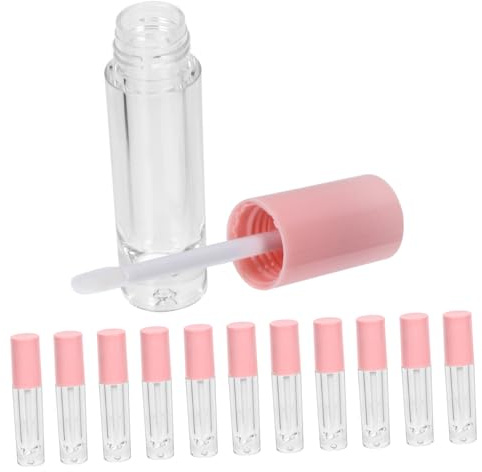 DECOMELODY 12 Stück Leere Lipgloss Fläschchen aus Leichtem Kunststoff 4 Ml Tragbar und Stilvoll für Selbstgemacht und Reisen Rosa Lippenstiftfläschchen für Mädchen