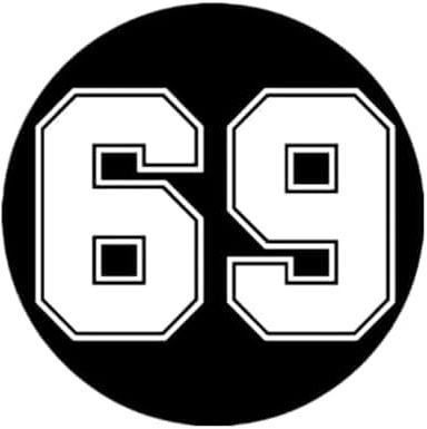 2 Pcs Verschiedene Größen Vinyl -Aufkleber Abbildung Nummer 69 Autoaufkleber Wasserdichtes Auto -Dekore Für Stoßfänger Heckscheiben 20x20 cm Autoaufkleber