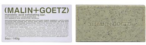 MALIN+GOETZ Mandelic Acid Exfoliating Bar | Triple-Milled Exfoliating + Cleansing Bar | Mandelic Acid, Lactic Acid, Pumice + Eucalyptus | Smooths, Softens + Brightens Skin | Vegan + Cruelty-Free(5 oz)