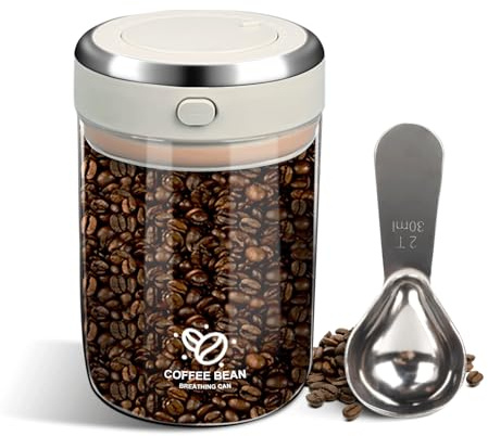 Les-Theresa Airtight Coffee Bean Storage Container, Coffee Jar Airtight Container Glass with Date Tracker, Food Containers with Lids for Coffee Tea Storage Jar for Sugar, Tea, Nuts (1100ML)