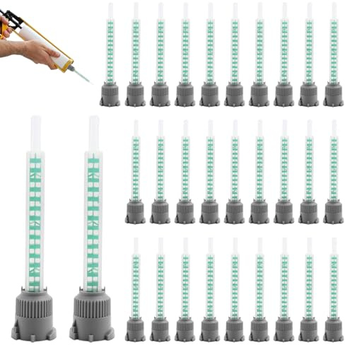 ELNLE 30 Pieces Static Mixer Nozzles for 2K Adhesive Mixing Tube 1:1 Mixing Nozzles Mixing Nozzle Mixer Tips for 2K AB Glue Stick Gun
