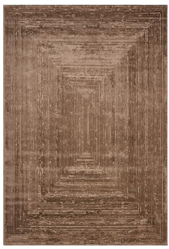 VIMODA Teppich Wohnzimmer Schlafzimmer Modern Hoch&Tief Bordüre Qualitativ 3D Effekt,Maße:160x230 cm;Farbe:Mokka
