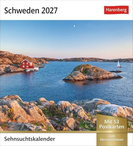 Schweden Sehnsuchtskalender 2027 - Wochenkalender mit 53 Postkarten: Reise-Kalender zum Aufstellen oder Aufhängen für Urlaubsstimmung auf dem ... 53 Motive zum Sammeln und Verschicken