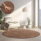 HomebyHome Teppich Rund Hochflor 80 cm Rund - Shaggy Runder Teppich Wohnzimmer Mokka Extra Weich und Flauschig - Waschbarer Langflor Teppiche für Schlafzimmer, Küche, Flur - Carpet, Halı, Kilim