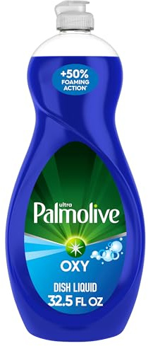Palmolive Ultra Oxy Liquid Dish Soap, Deep Grease Cutting, No Soaking Needed, Powerful on Plastics, Dishwashing Liquid, 32.5 fl oz